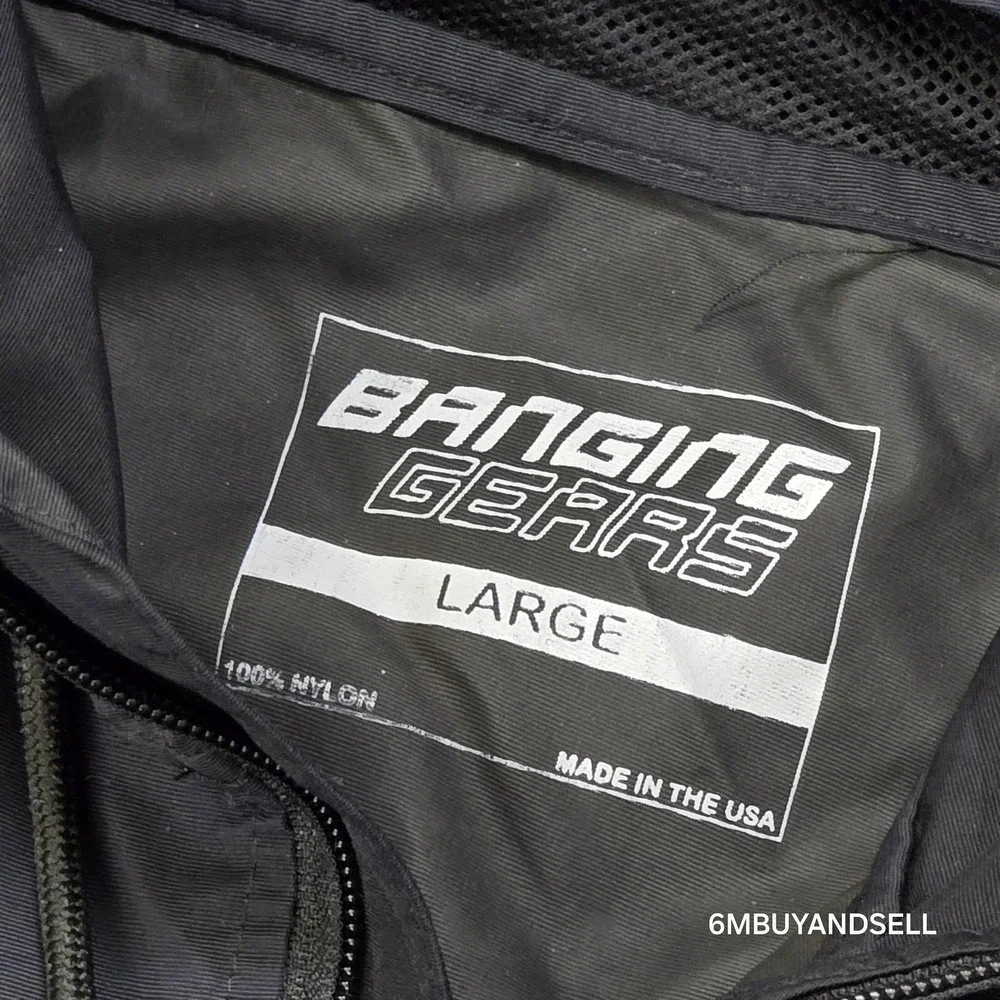 Banging Gears Camo Anorak‎ Jacket Large Black Nylon Hooded Windbreaker USA - Picture 4 of 10